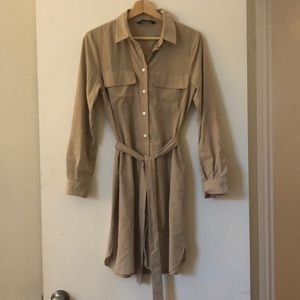 Zara Taupe Shirt Dress - Medium